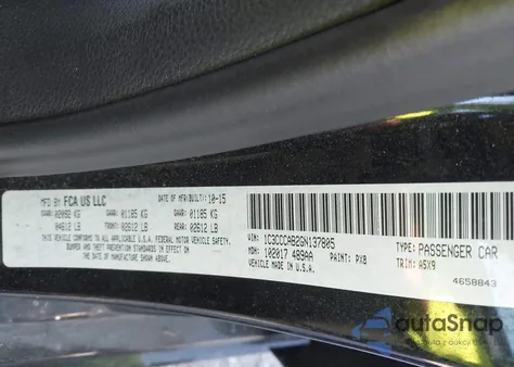 2016 Chrysler 200 Limited z USA, uszkodzony, nr VIN 1C3CCCAB2GN137805